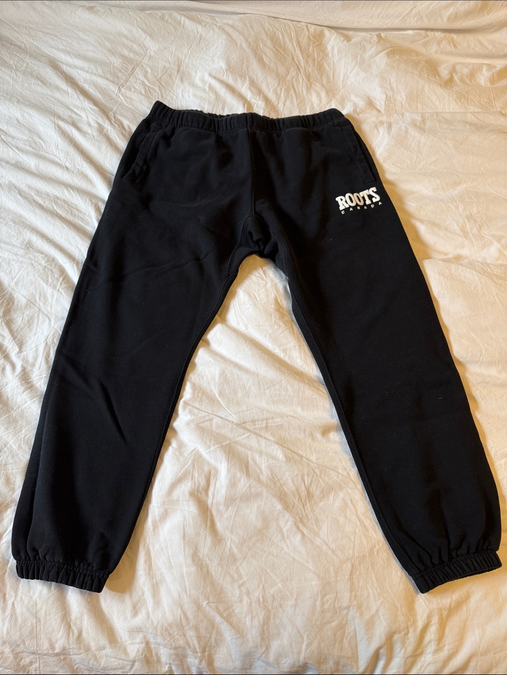 Roots Black Sweatpants with White Logo